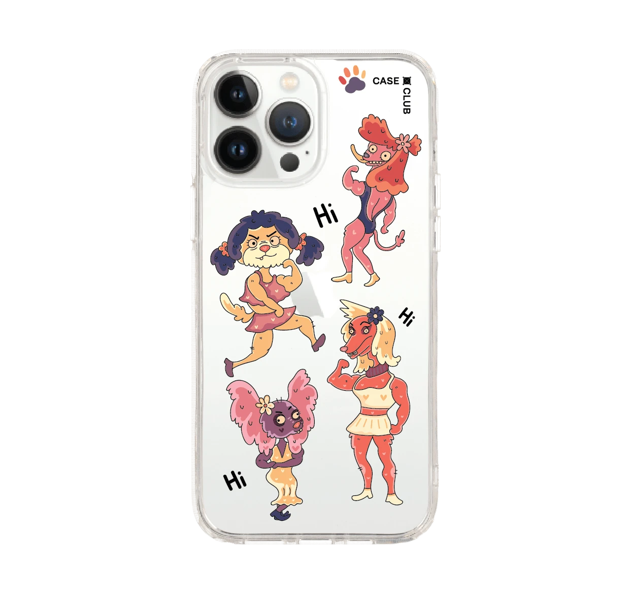 iphone 12/ 13 pro max clear case feminine dogs